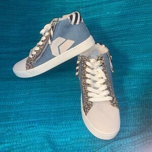 NEW DOLCE VITA HIDDEN WEDGE SNEAKERS SHEARLING DENIM 8